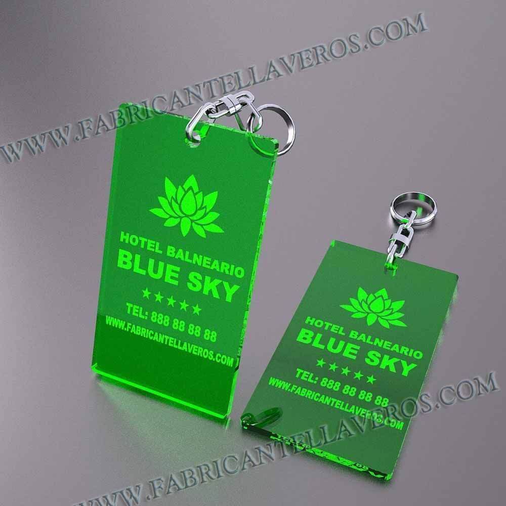 llaveros personalizados verdes baratos rectangulares 100x60